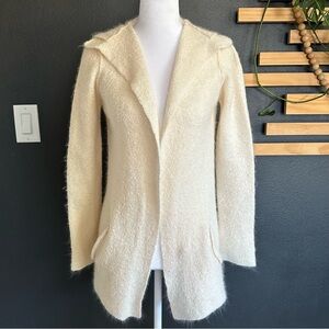 James Perse Hooded Wool Angora Cardigan Jacket Cream Size 1 Small